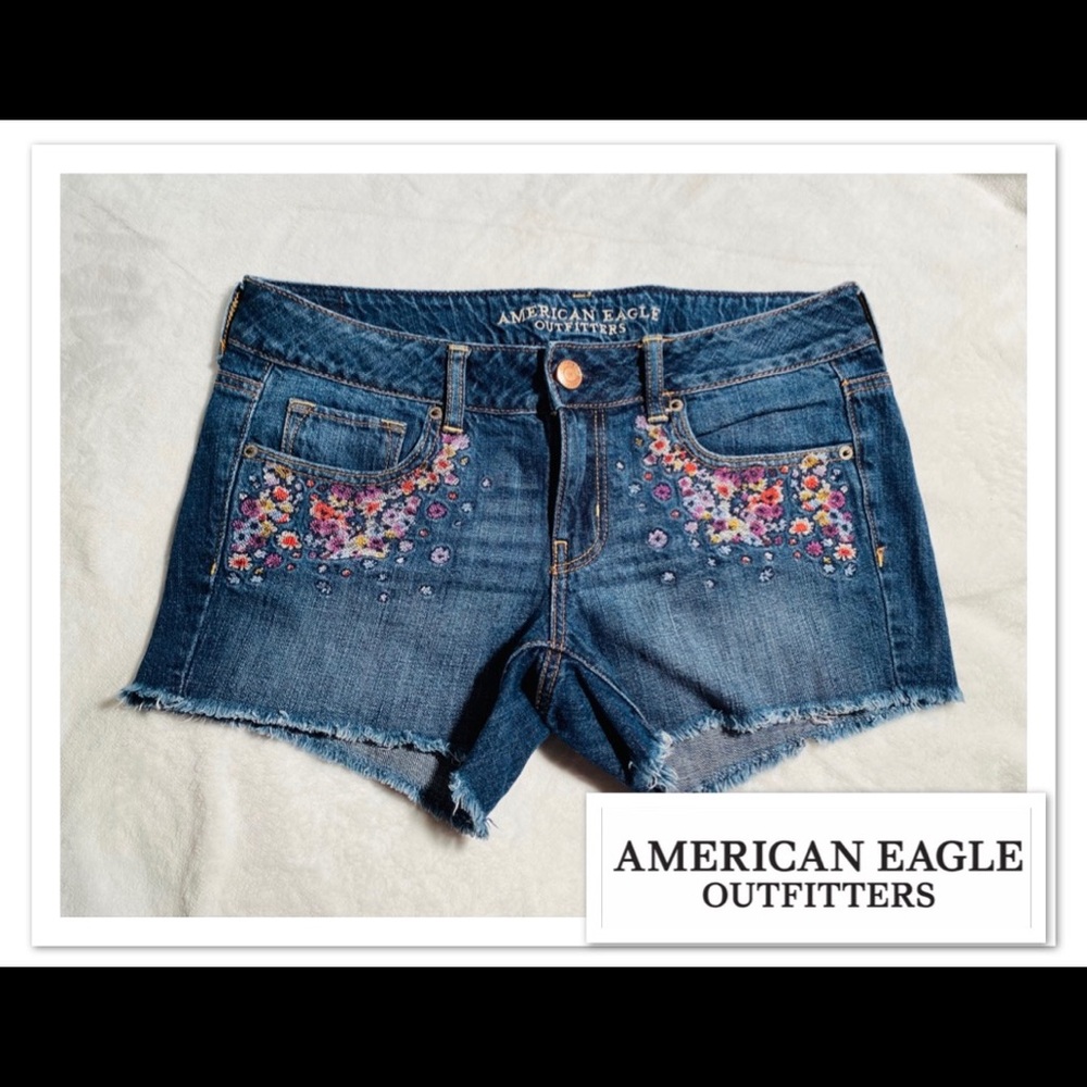 American Eagle Floral Jeans Shorts sz 8